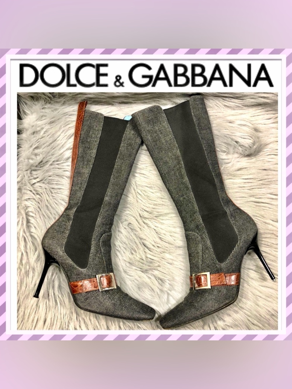 Authentic Dolce&Gabbana denim runaway boots.